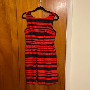 The Limited Women’s (4) Navy and Red Square Neckline Sleeveless Fit/Flare Dress